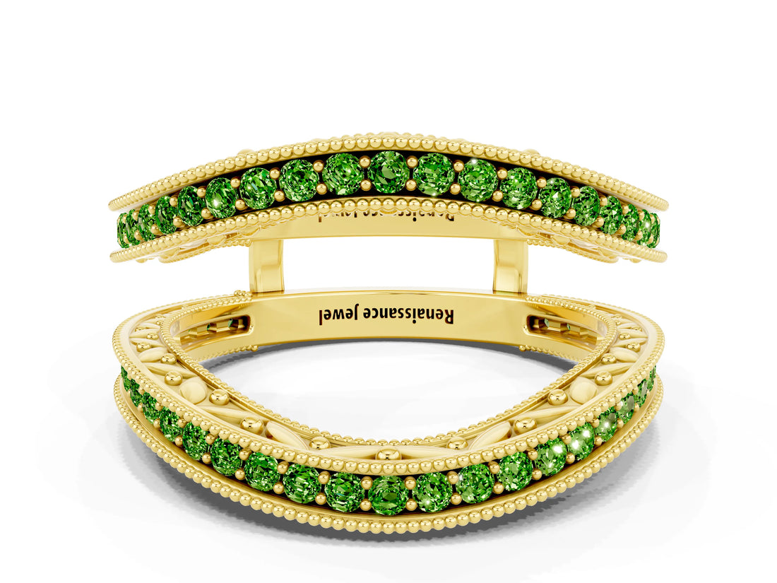 Yellow gold Round Peridot Milgrain Eternity Band with Channel Setting_18