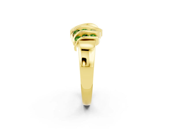 Yellow gold Round Peridot Multi-Row Crossover Band