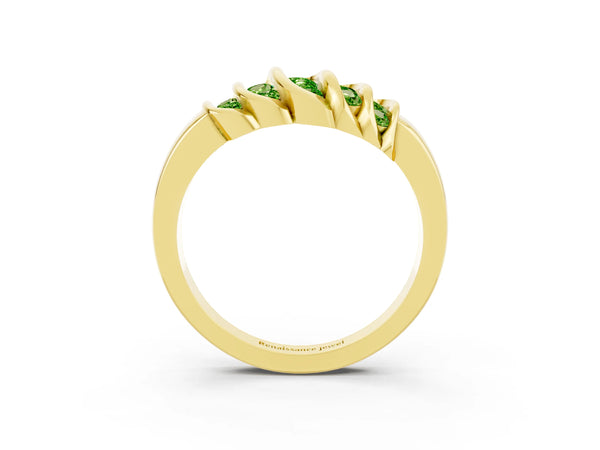 Yellow gold Round Peridot Multi-Row Crossover Band