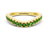 Yellow gold Round Peridot Pavé Curved Band with Shared Prong Setting_6