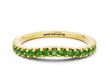 Yellow gold Round Peridot Pavé Set Curved Wedding Band_6