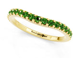 Yellow gold Round Peridot Pavé Set Curved Wedding Band_7