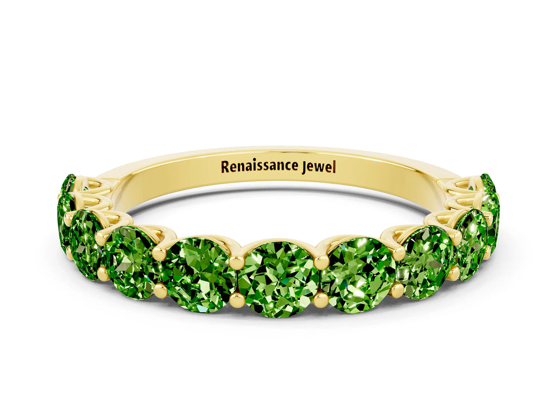 Yellow gold Round Peridot Shared Prong Eternity Band_6
