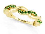 Yellow gold Round Peridot Twist Eternity Band with Pavé Setting_7