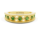 Yellow gold Round Peridot Twist Milgrain Band with Bezel Setting_12