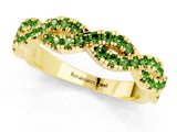 Yellow gold Round Peridot Twisted Eternity Band with Pavé and Shared Prong Setting_23