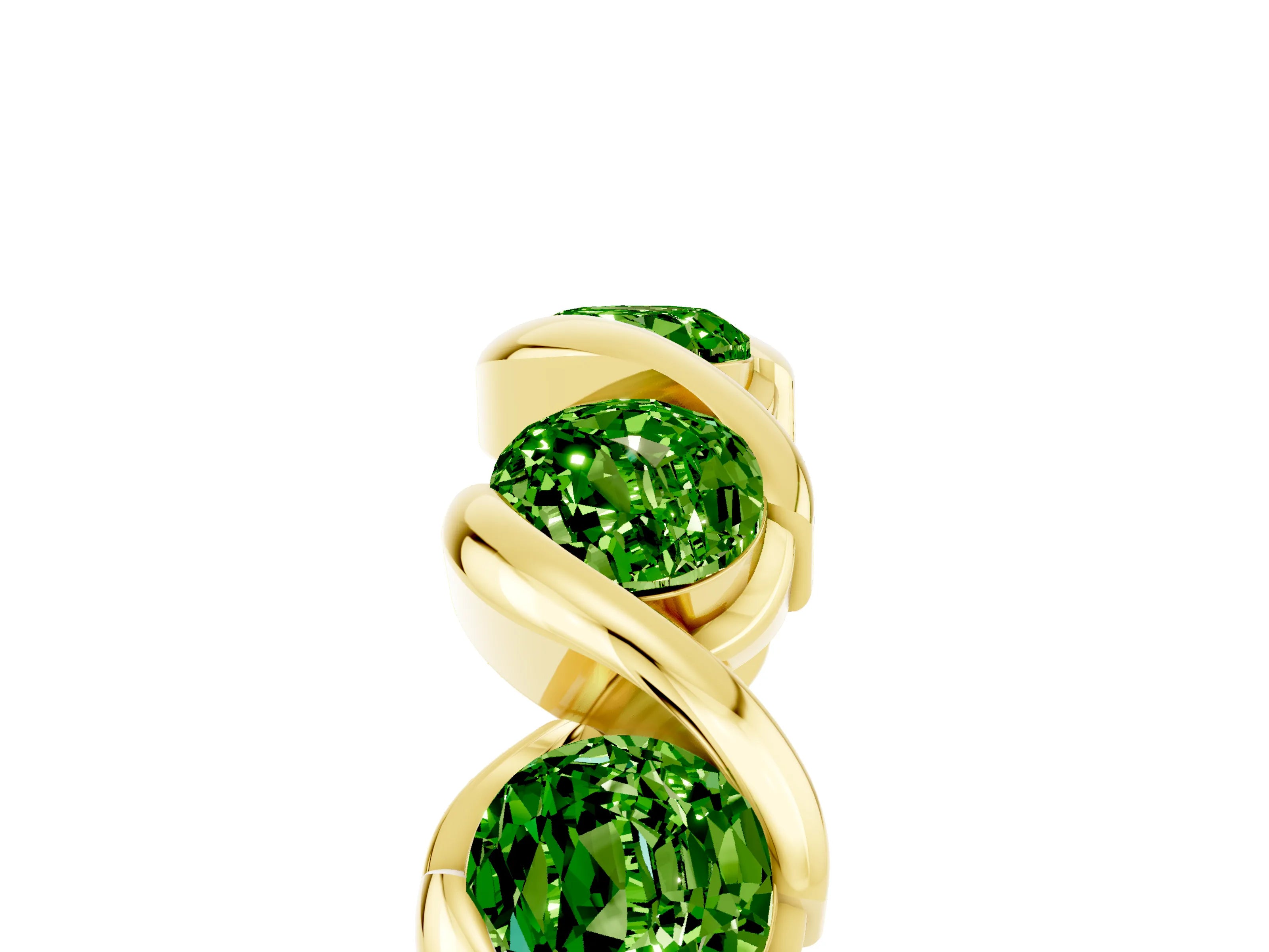 Yellow gold Round Peridot Wave Band with Channel Setting and Shared Prongs_11