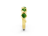 Yellow gold Round Peridot Wave Band with Channel Setting and Shared Prongs_8