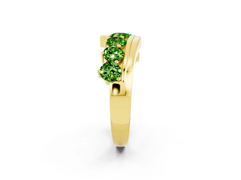 Yellow gold Round Peridot Wave Band with Channel and Shared Prong Setting_20