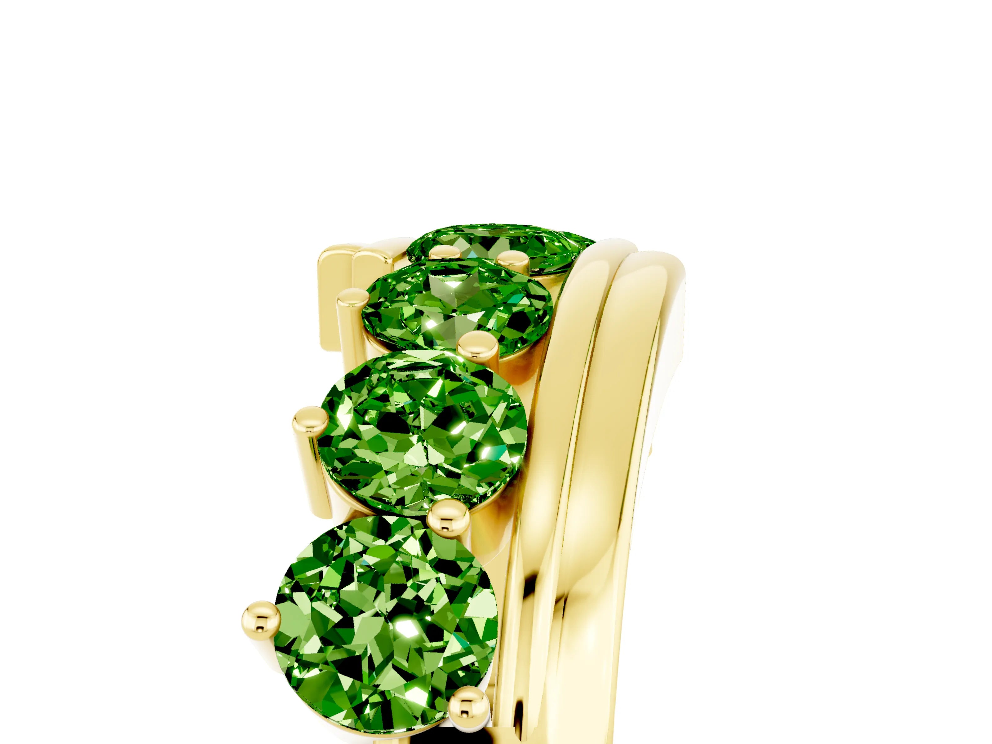 Yellow gold Round Peridot Wave Band with Channel and Shared Prong Setting_23