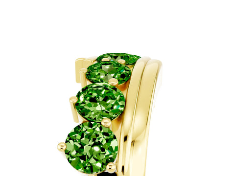 Yellow gold Round Peridot Wave Band with Channel and Shared Prong Setting_23