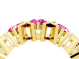 Yellow gold Round Pink Sapphire Channel Set Band with X-Prong Detail_10