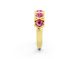 Yellow gold Round Pink Sapphire Channel Set Band with X-Prong Detail_8