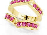 Yellow gold Round Pink Sapphire Channel-Set Chevron Band_19