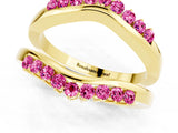 Yellow gold Round Pink Sapphire Chevron Contour Band with Prong Setting_19