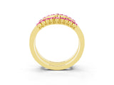 Yellow gold Round Pink Sapphire Chevron Contour Band with Prong Setting_21