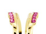 Yellow gold Round Pink Sapphire Chevron Contour Band with Prong Setting_23