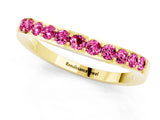 Yellow gold Round Pink Sapphire Curved Wedding Band with Channel Setting_19