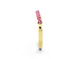 Yellow gold Round Pink Sapphire Curved Wedding Band with Channel Setting_20