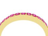 Yellow gold Round Pink Sapphire Curved Wedding Band with Channel Setting_22
