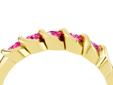 Yellow gold Round Pink Sapphire Eternity Band with Twist Prong Setting_10