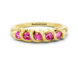 Yellow gold Round Pink Sapphire Eternity Band with Twist Prong Setting_6