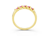 Yellow gold Round Pink Sapphire Eternity Band with Twist Prong Setting_9