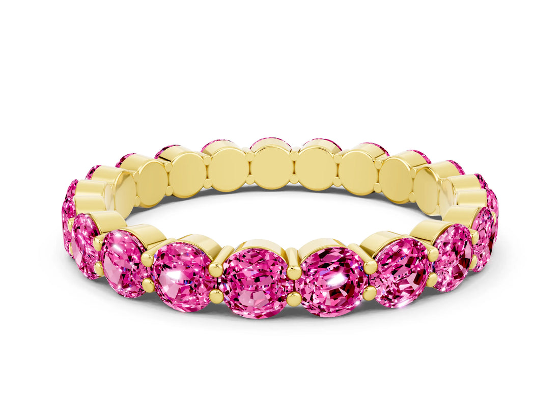 Yellow gold Round Pink Sapphire Eternity Band with U-Prong Setting_42