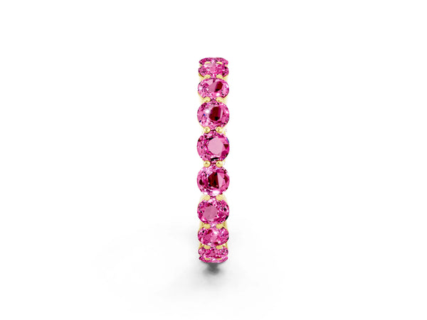Yellow gold Round Pink Sapphire Eternity Band with U-Prong Setting