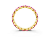 Yellow gold Round Pink Sapphire Eternity Band with U-Prong Setting_45