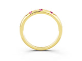 Yellow gold Round Pink Sapphire Flush-Set Comfort Fit Band_21