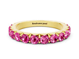 Yellow gold Round Pink Sapphire Half Eternity Band with Classic Prong Setting_18