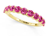 Yellow gold Round Pink Sapphire Half Eternity Band with Prong Setting_19