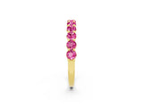 Yellow gold Round Pink Sapphire Half Eternity Band with Prong Setting_20