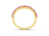 Yellow gold Round Pink Sapphire Half Eternity Band with Prong Setting_21