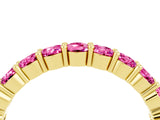 Yellow gold Round Pink Sapphire Half Eternity Band with Prong Setting_22