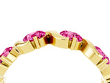 Yellow gold Round Pink Sapphire Half Eternity Band with Wave Prong Setting_10