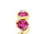 Yellow gold Round Pink Sapphire Half Eternity Band with Wave Prong Setting_11