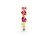 Yellow gold Round Pink Sapphire Half Eternity Band with Wave Prong Setting_8