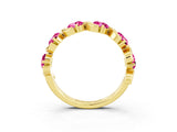Yellow gold Round Pink Sapphire Half Eternity Band with Wave Prong Setting_9
