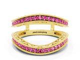Yellow gold Round Pink Sapphire Milgrain Eternity Band with Channel Setting_18
