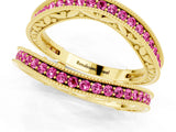 Yellow gold Round Pink Sapphire Milgrain Eternity Band with Channel Setting_19