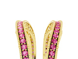 Yellow gold Round Pink Sapphire Milgrain Eternity Band with Channel Setting_23