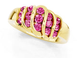 Yellow gold Round Pink Sapphire Multi-Row Crossover Band_7