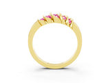 Yellow gold Round Pink Sapphire Multi-Row Crossover Band_9
