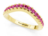 Yellow gold Round Pink Sapphire Pavé Curved Band with Shared Prong Setting_19