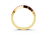 Yellow gold Round Pink Sapphire Pavé Curved Band with Shared Prong Setting_21