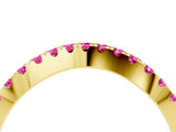Yellow gold Round Pink Sapphire Pavé Curved Band with Shared Prong Setting_22
