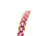 Yellow gold Round Pink Sapphire Pavé Curved Band with Shared Prong Setting_23