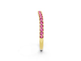 Yellow gold Round Pink Sapphire Pavé Curved Wedding Band_20